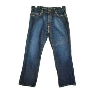Vintage Y2K Interstate Baggy Wide Leg Blue Denim Distress Jeans Men Size 34 x 32